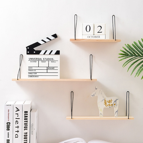 Nordic simple wooden wall storage rack home decoration organizer living room bedroom one-word partition storage rack