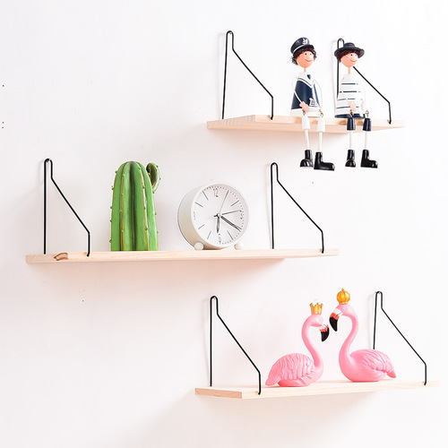 Nordic simple wooden wall storage rack home decoration organizer living room bedroom one-word partition storage rack