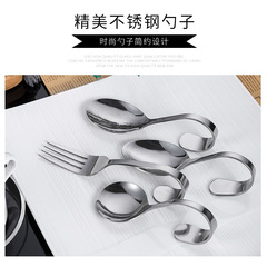 Stainless steel shrimp paste self-service bent handle fork molecular cooking spoon curved spoon pointed spoon sushi spoon with hanging dessert