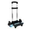 Three-wheel blue suitcase on wheels