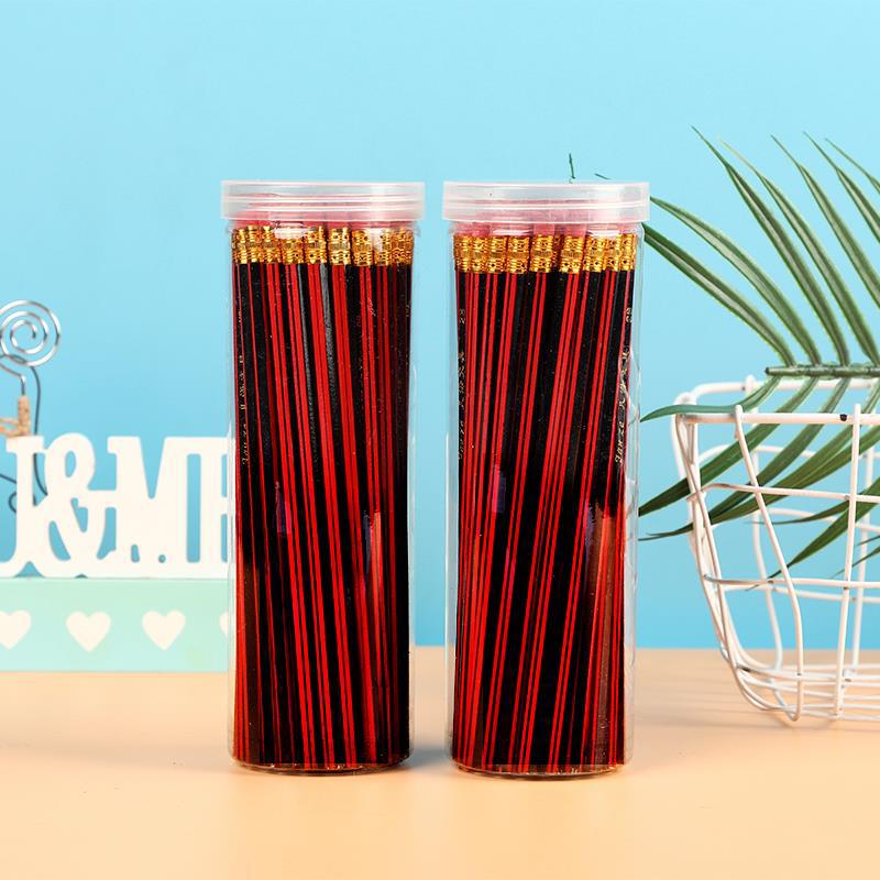 Directo de fábrica HB rojo y negro lápiz estudiante examen pluma pintura creativa escritura barril lápiz