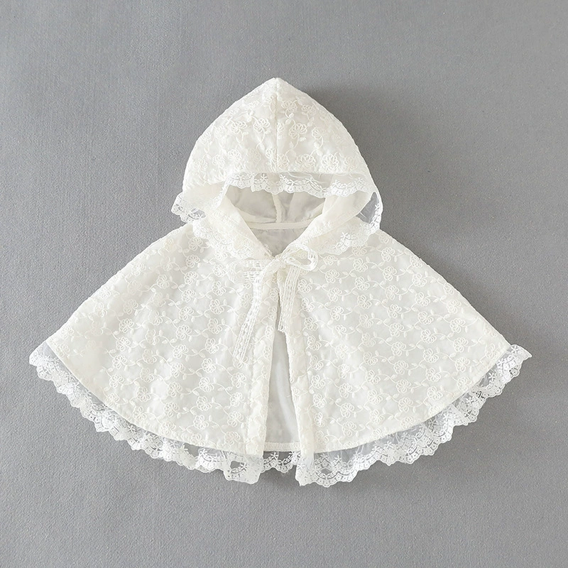Детский кружевной плащ-плащ с капюшоном, breathable накидка, 0-2 года