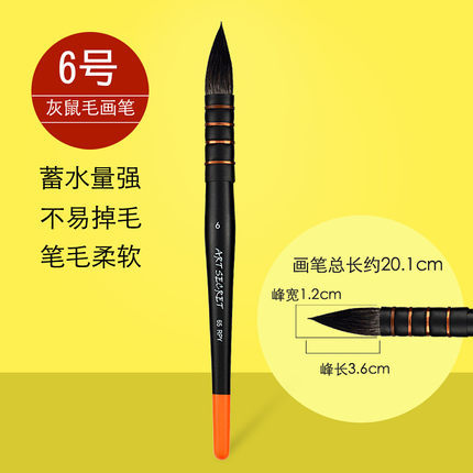 Corea del Sur artsecret ardilla pelo acuarela cepillo cabeza redonda negro grasa gris ratón animal pelo fregona cepillo 65RPY