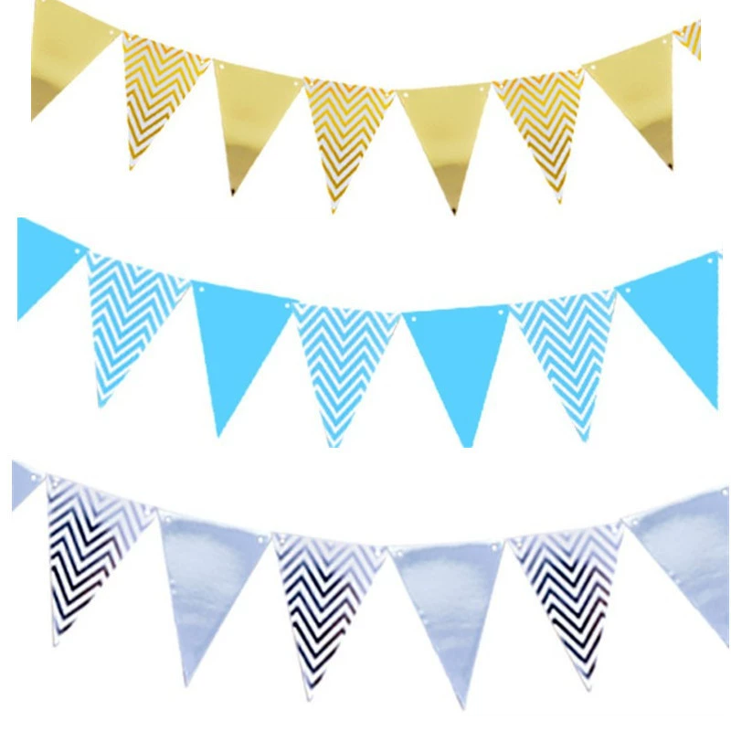 Горячий штемпелевать Вымпел баннер фестиваль с днем рождения платье украшения волнистые полосы тянуть флаг оптом