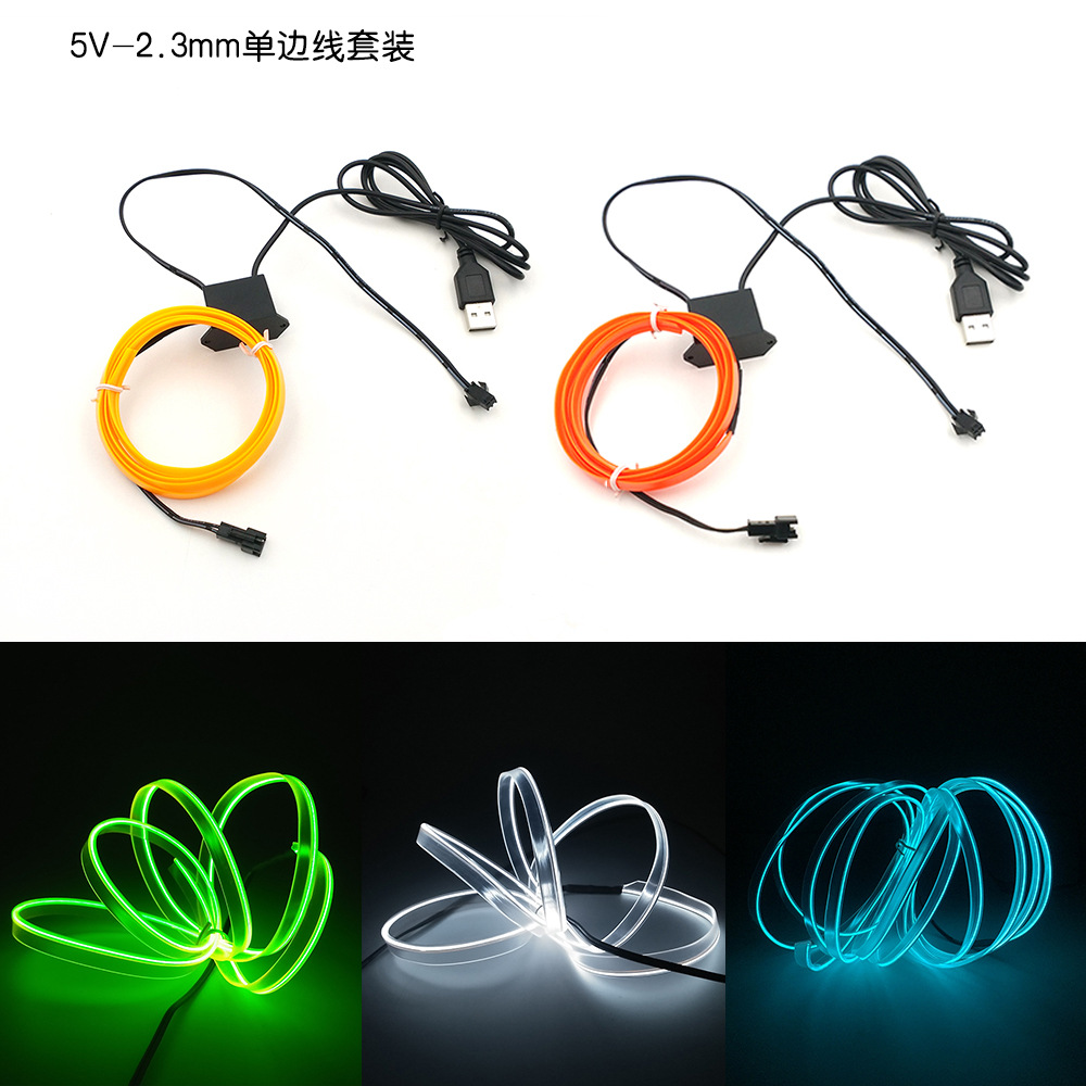 5 Interfaz VUSB 2,3mm de un solo lado traje de Luz Fría ropa luminosa DIY forma luminosa línea de luz lateral de la correa