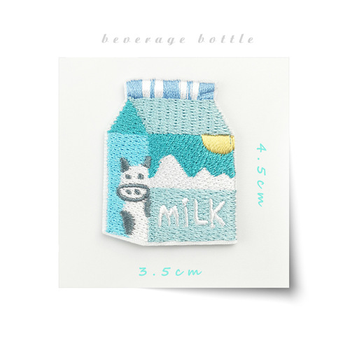 Cute Japanese-style Instagram influencer snack-themed cartoon beverage bottle milk candy milk soda embroidery bangs sticker kids' fun