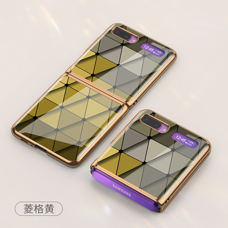 Marca de moda Samsung Galaxy Z Flip 4G caja del teléfono móvil Nuevo vidrio electrochapado flipz teléfono móvil funda protectora aplicable