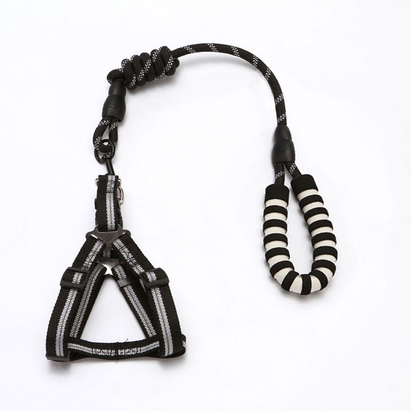 Venta caliente transfronteriza correa para mascotas correa de perro mango de espuma noche reflectante tejido perro pecho espalda Correa