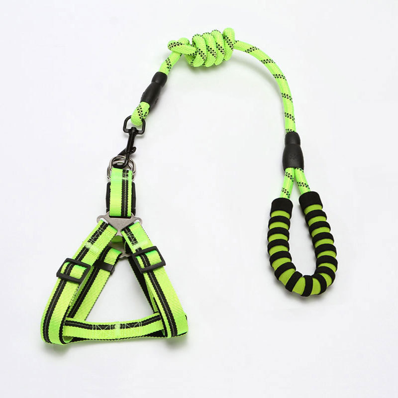Venta caliente transfronteriza correa para mascotas correa de perro mango de espuma noche reflectante tejido perro pecho espalda Correa