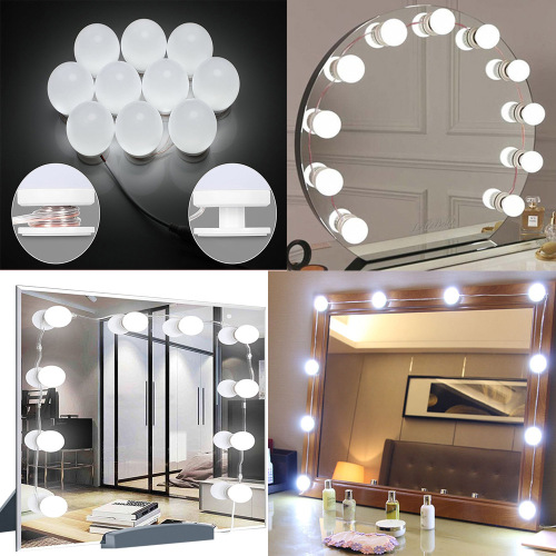Cross-border Hollywood mirror light led bulb makeup mirror light USB three-tone dimming beauty fill-in mirror front light bulb