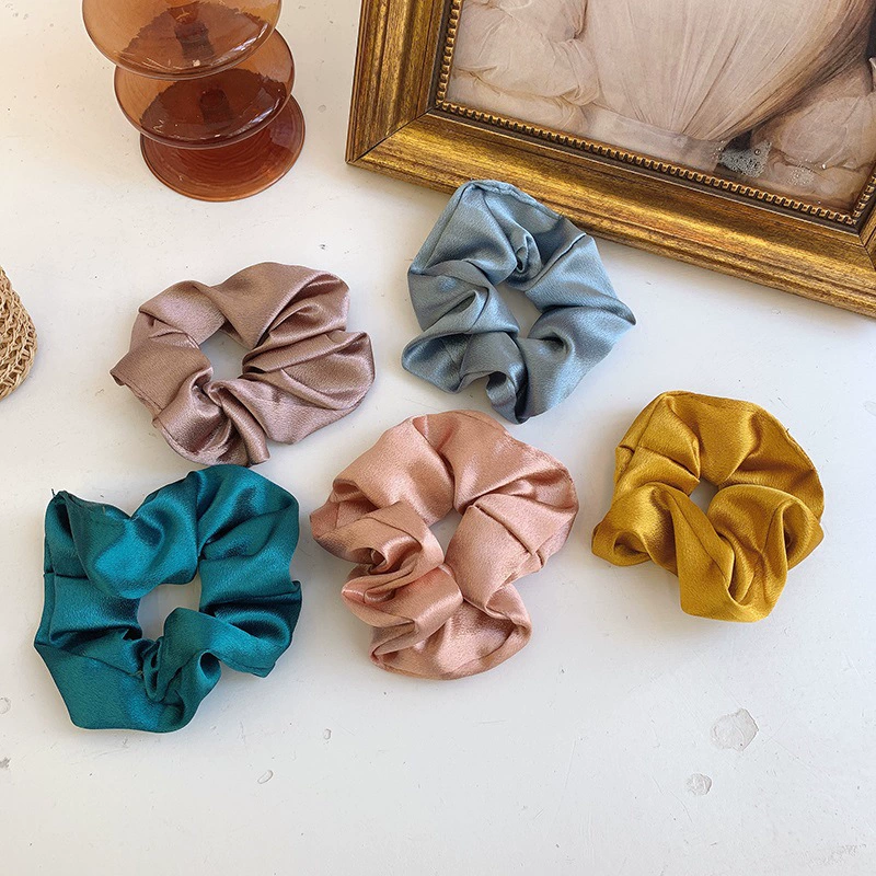 Hair scrunchie (Retro) satin, harmless non-damaging accessory, lightweight, multi-color