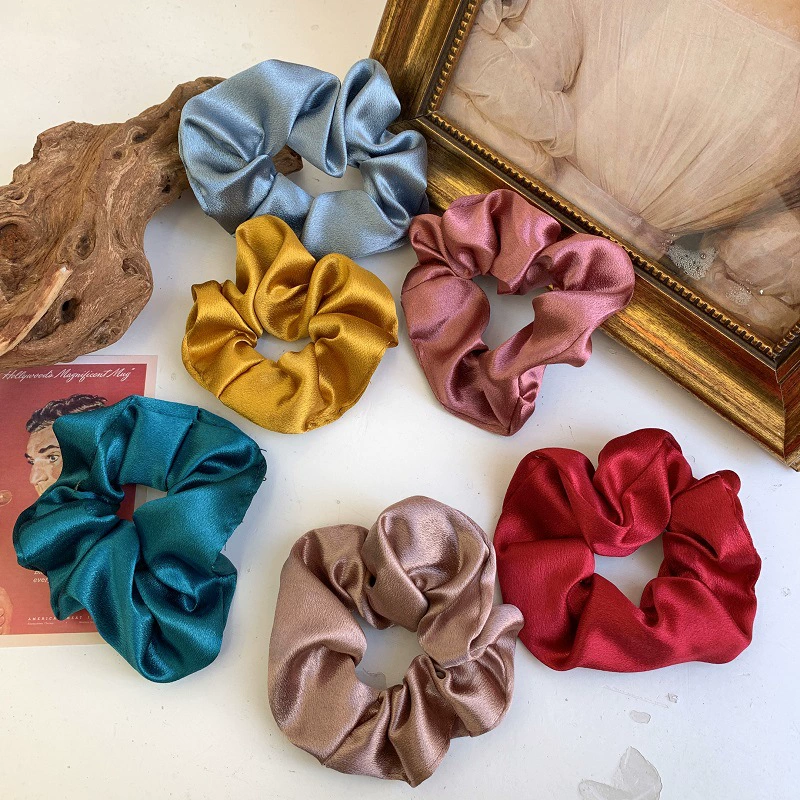 Hair scrunchie (Retro) satin, harmless non-damaging accessory, lightweight, multi-color