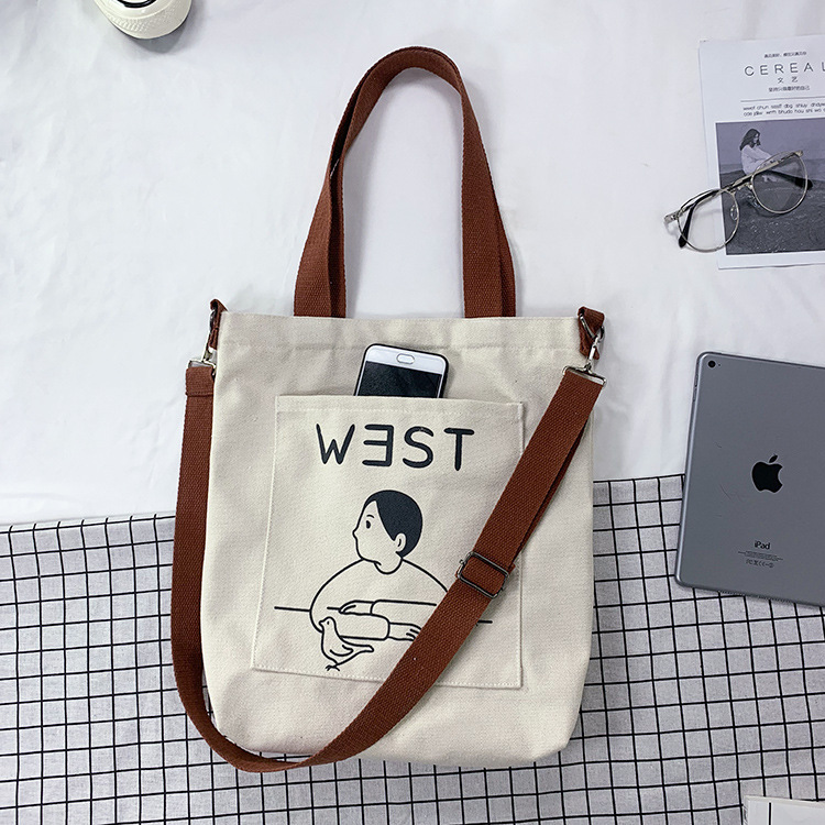 2022 nueva bolsa de Mensajero de la lona de las mujeres japonés ins chica suave lindo estudiante de gran capacidad de tela bolsa de libros distribuible