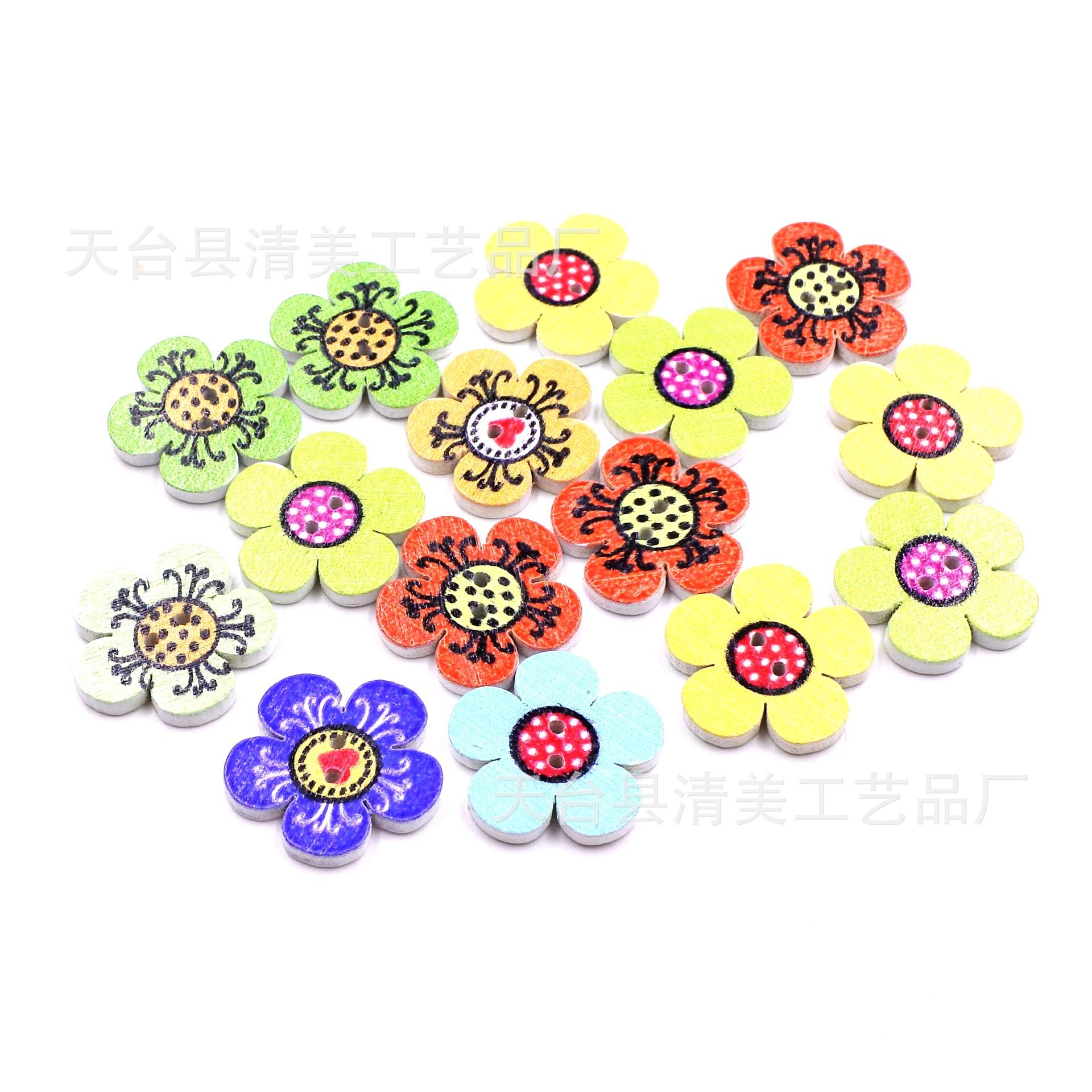 20.0 MM fondo blanco bricolaje decoración pintada 5 botones de ciruela botón de madera diámetro aproximadamente 2cm