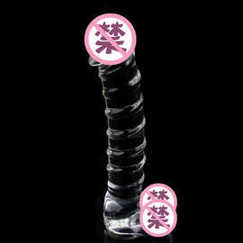 螺纹蛋蛋巨大水晶透明阳具阴茎长阳具吸盘女用自慰器成人玩具批发