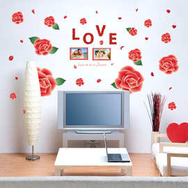 SK9042粉色玫瑰花墙贴卧室客厅情侣浪漫墙面婚房装饰画自粘贴纸