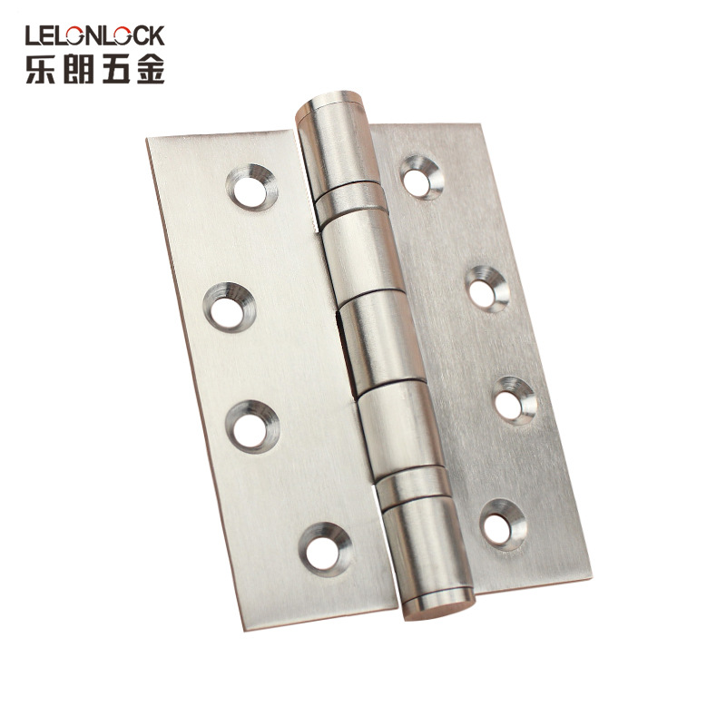 Bisagra plana de acero inoxidable 304 de 4 pulgadas, bisagra silenciosa resistente al fuego para puertas plegables de madera maciza con orificios curvos y bisagra reforzada