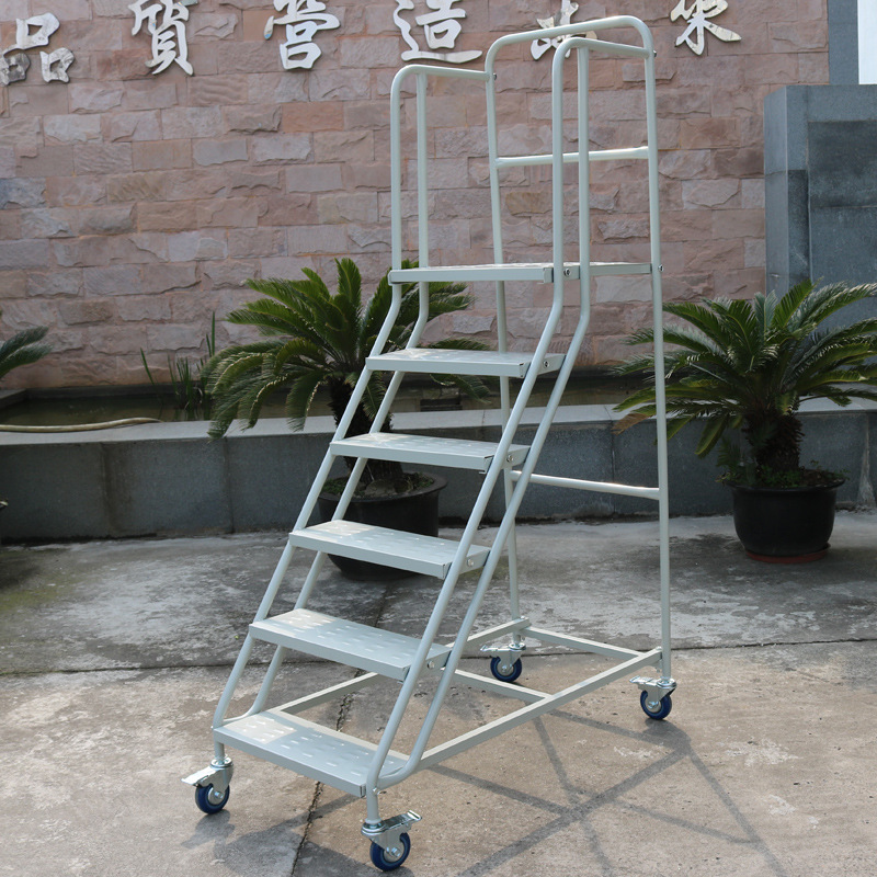 力宇登高梯移动仓储取货平台车仓库货架梯1.3米高上海直供铁梯子