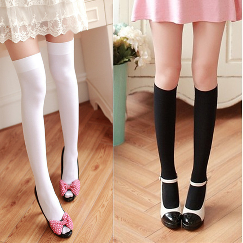 Spring and Autumn Velvet Stockings Japanese Style White Student Socks Women's High Knee-High Black Jk Uniform Stockings Wholesale