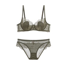 新款蕾丝薄款女士文胸套装性感睫毛胸罩透气舒适内衣套装