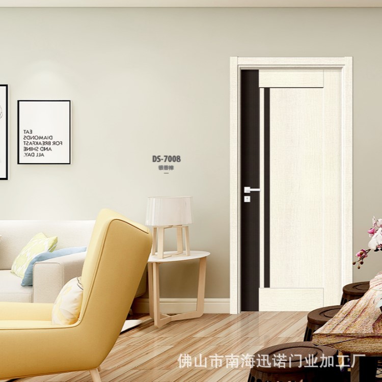 Carbonizado impermeable puerta interior pintura-libre compuesto mudo Cristal de carbono puerta de madera nuevo chino estilo simple puerta de la habitación puerta del dormitorio image 3