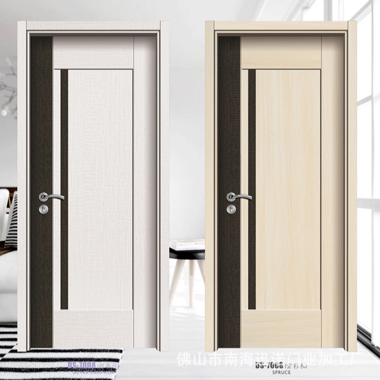 Carbonizado impermeable puerta interior pintura-libre compuesto mudo Cristal de carbono puerta de madera nuevo chino estilo simple puerta de la habitación puerta del dormitorio image 4