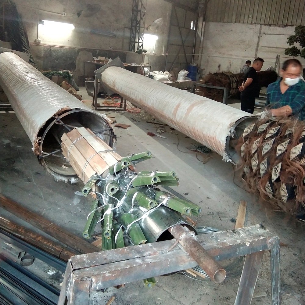 Simulación del fabricante de árboles de algas canarianas estilo explosivo parque acuático paisajismo 8 metros FRP artificial falso árbol de algas de plata