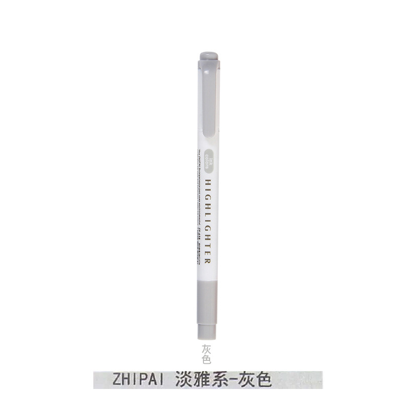 Zhipai 618 estudiante de doble cabeza resaltador gris suave luz oscuro retro color diario MARCA marcador clave