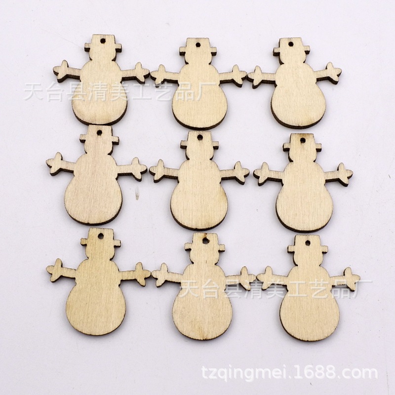 31*32mm log Navidad muñeco de nieve madera chip niños parche hecho a mano 50 unidades un paquete