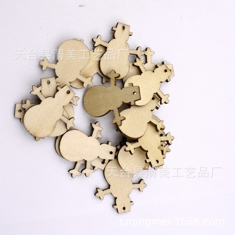 31*32mm log Navidad muñeco de nieve madera chip niños parche hecho a mano 50 unidades un paquete