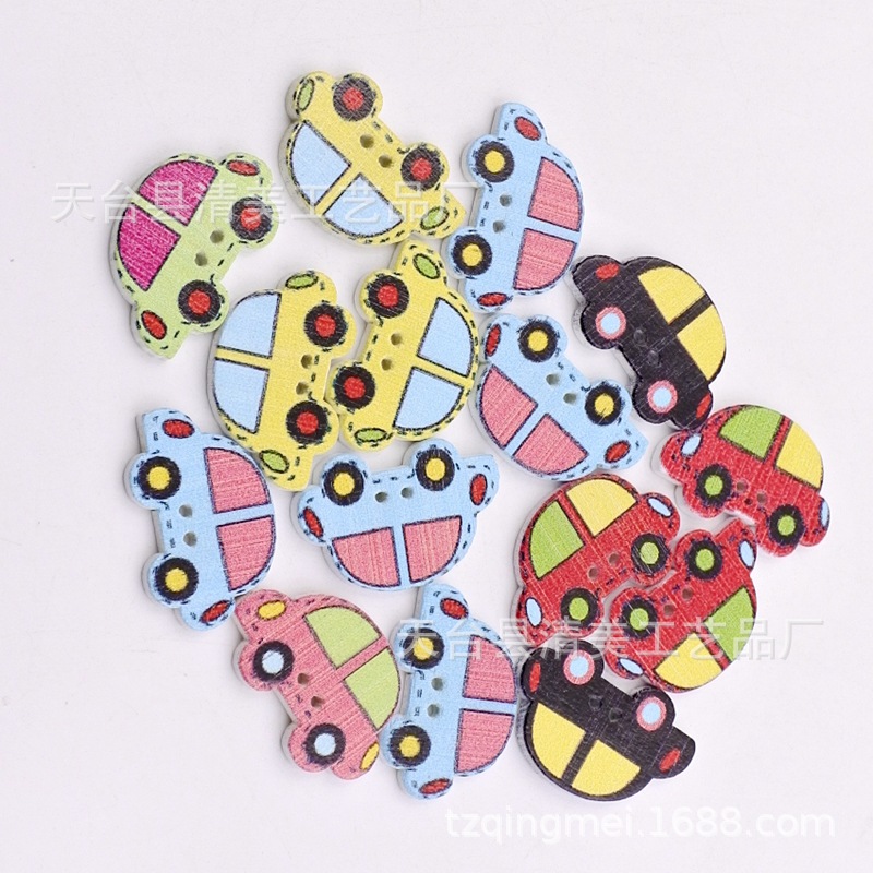 15*25mm blanco fondo de madera pintado erizo botón de coche pintado niños de madera botón de bricolaje