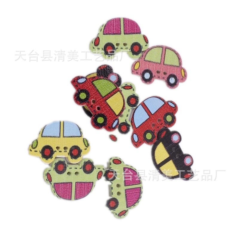 15*25mm blanco fondo de madera pintado erizo botón de coche pintado niños de madera botón de bricolaje