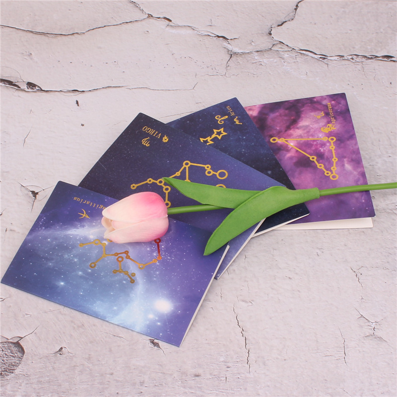Doce constelación Cielo estrellado dorado tarjeta plegable pieza embalaje negocio tarjeta de felicitación flor caja de regalo Tarjeta de bendición tarjeta del mensaje