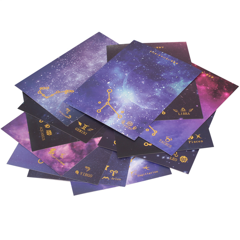 Doce constelación Cielo estrellado dorado tarjeta plegable pieza embalaje negocio tarjeta de felicitación flor caja de regalo Tarjeta de bendición tarjeta del mensaje