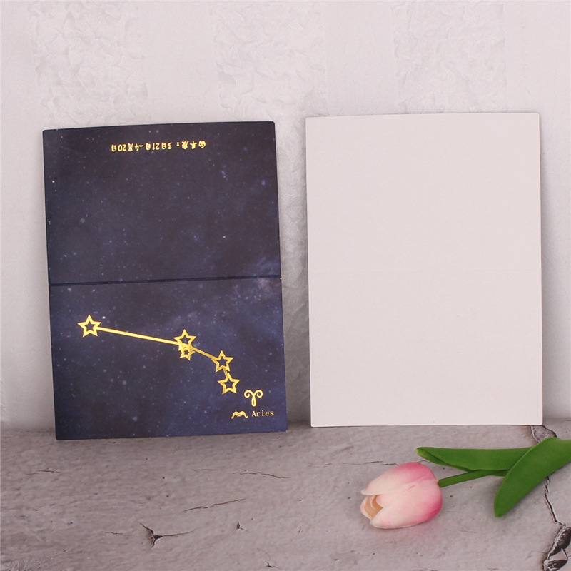 Doce constelación Cielo estrellado dorado tarjeta plegable pieza embalaje negocio tarjeta de felicitación flor caja de regalo Tarjeta de bendición tarjeta del mensaje