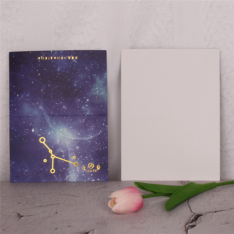 Doce constelación Cielo estrellado dorado tarjeta plegable pieza embalaje negocio tarjeta de felicitación flor caja de regalo Tarjeta de bendición tarjeta del mensaje