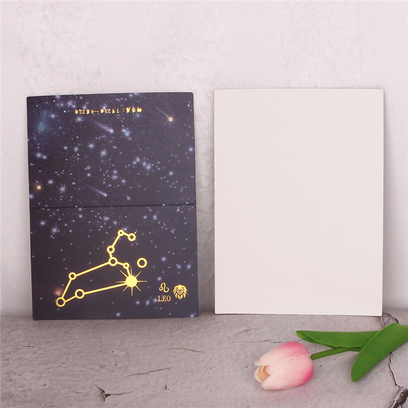 Doce constelación Cielo estrellado dorado tarjeta plegable pieza embalaje negocio tarjeta de felicitación flor caja de regalo Tarjeta de bendición tarjeta del mensaje