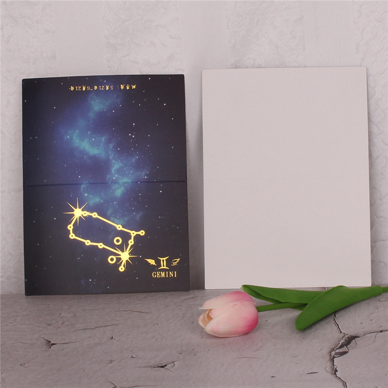 Doce constelación Cielo estrellado dorado tarjeta plegable pieza embalaje negocio tarjeta de felicitación flor caja de regalo Tarjeta de bendición tarjeta del mensaje