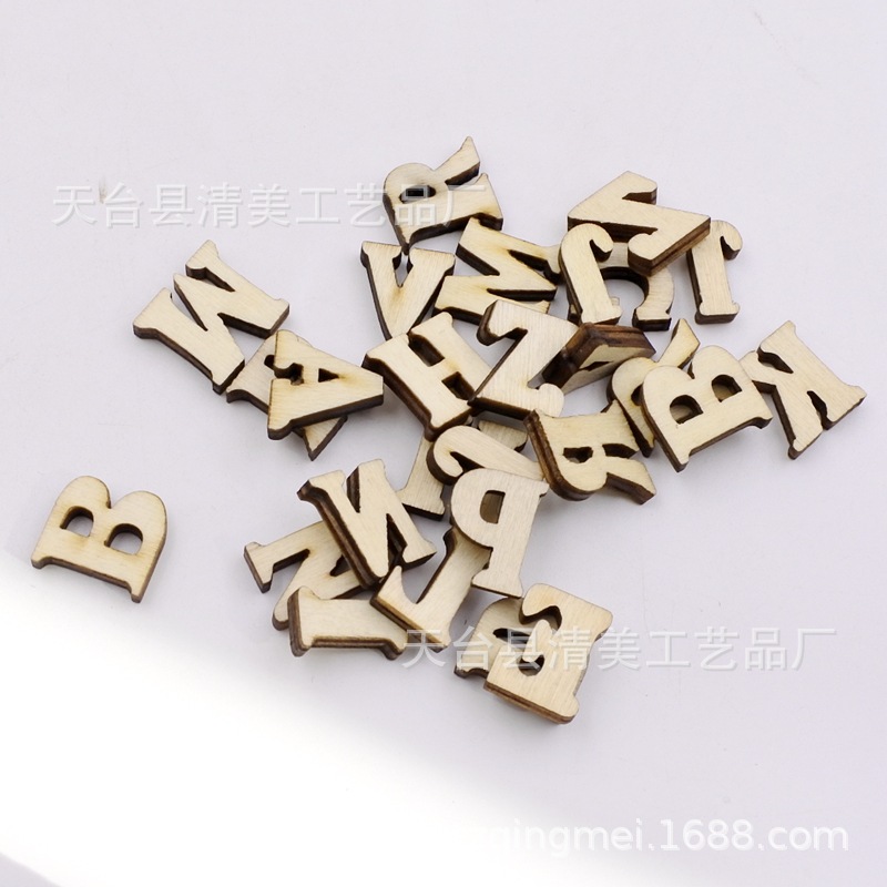 26 letras inglesas de madera de bricolaje color de madera 26 letras inglesas 15mm de alto