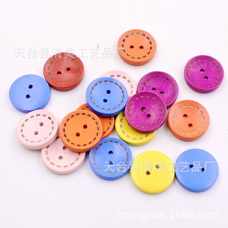 15 20 25mm punteado botones de madera 100 unids por paquete colorido hermoso decorativo niños botones hechos a mano