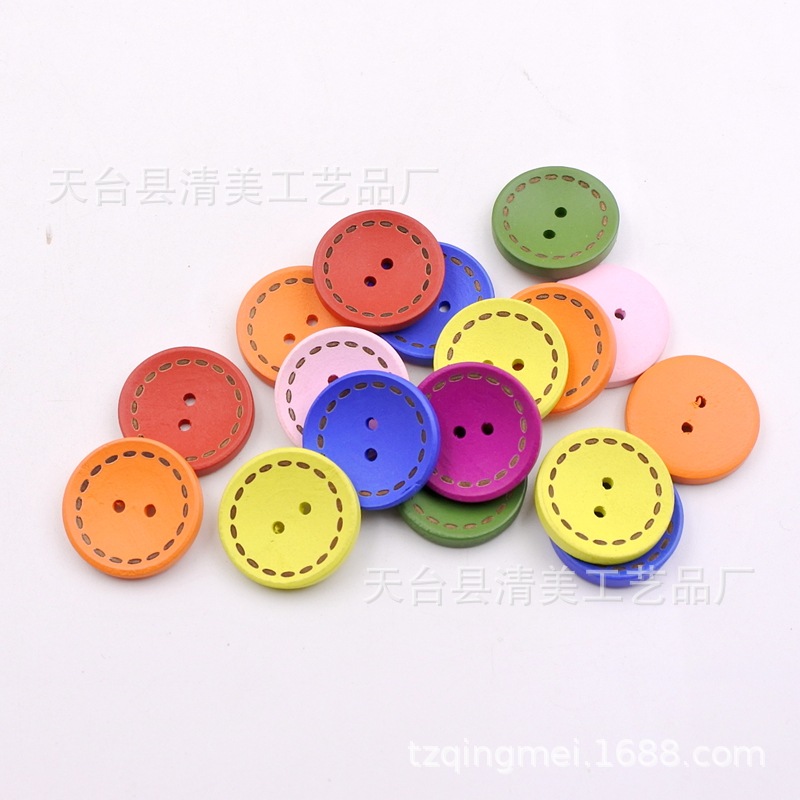 15 20 25mm punteado botones de madera 100 unids por paquete colorido hermoso decorativo niños botones hechos a mano