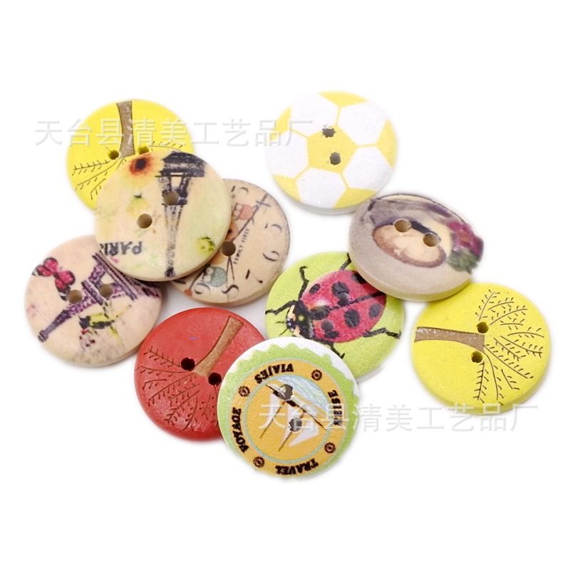 Mezcla de botones de 20mm, una variedad de accesorios de bricolaje hechos a mano, 100 piezas por paquete