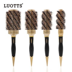 金色豬鬃毛順發美發造型diy捲髮梳陶瓷滾梳鋁管空氣梳美發梳