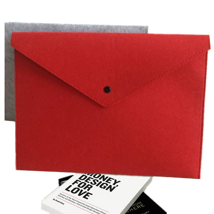 新款简约毛毡文件袋A4暗扣商务毛毡文件包便携式学生资料档案袋