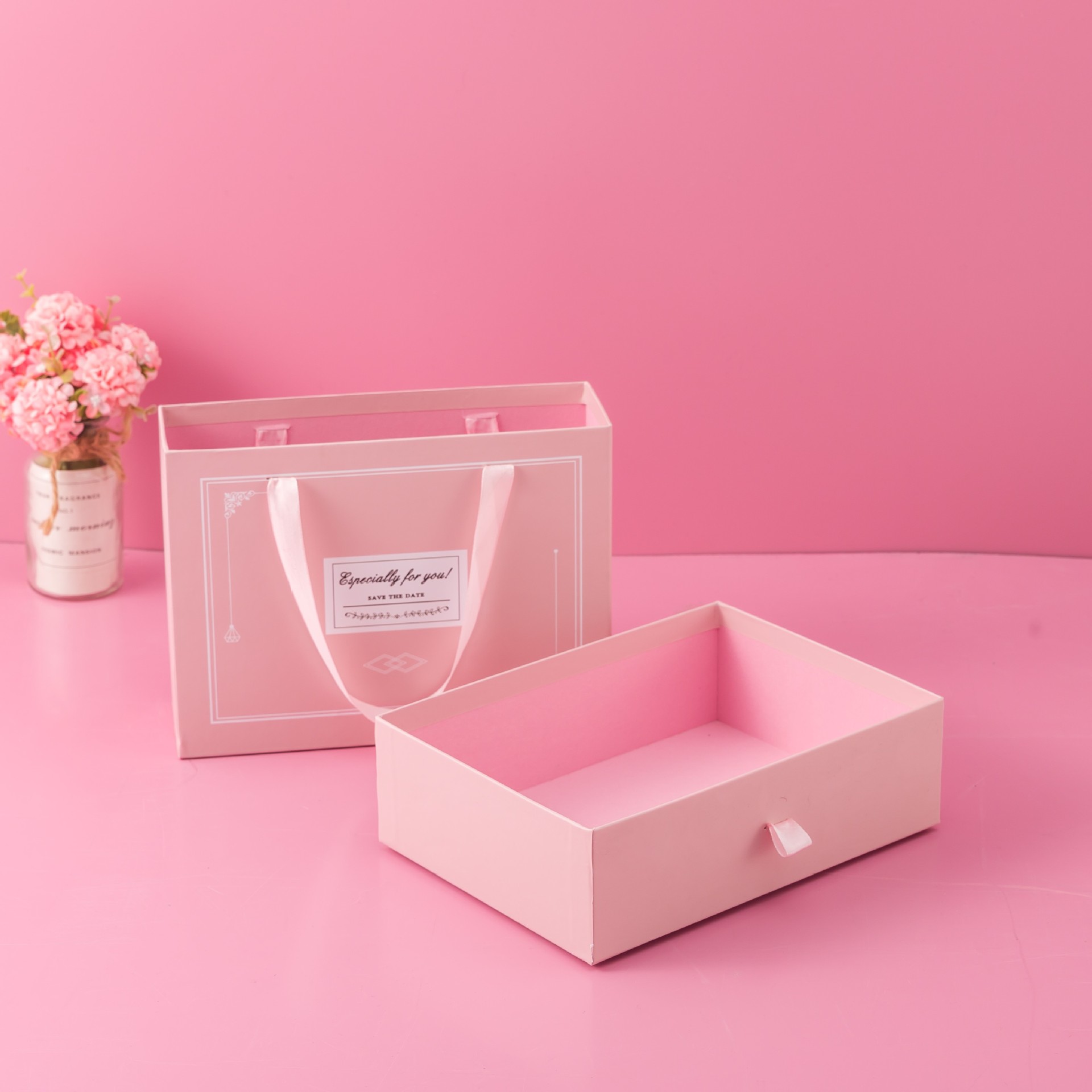 Caja de regalo tipo cajón, caja portátil con forma de cajón, embalaje para regalos de cumpleaños, caja de embalaje con lazo, caja de regalo al por mayor.