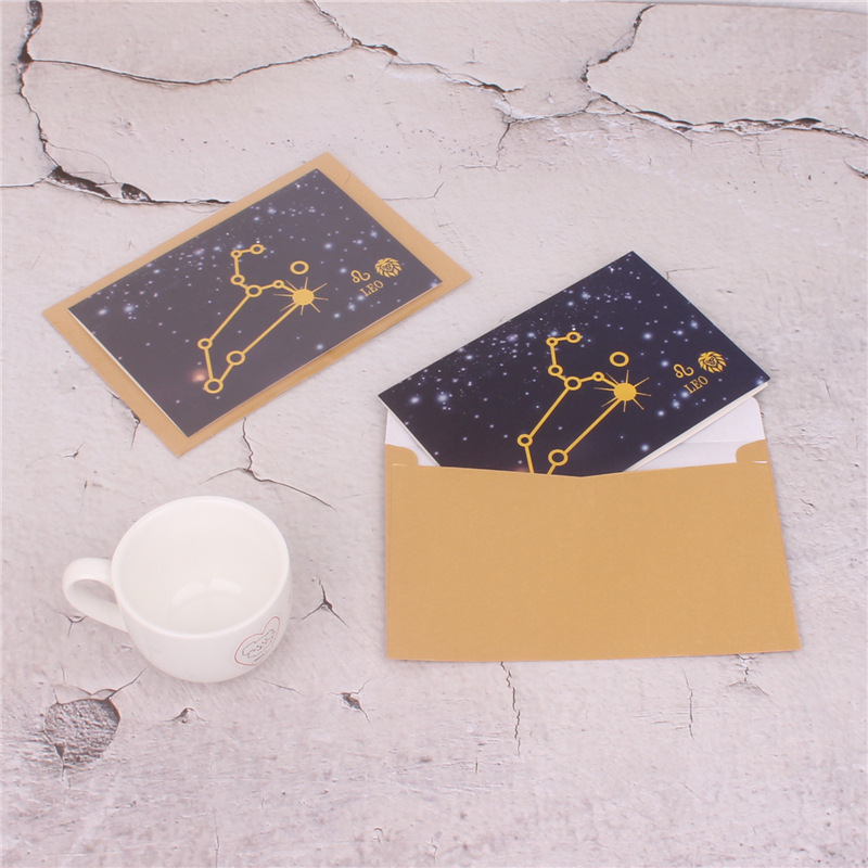 Doce constelación cielo estrellado bronceado tarjeta de felicitación Doble tarjeta universal tarjeta de felicitación de negocios Tarjeta de mensaje más sobre