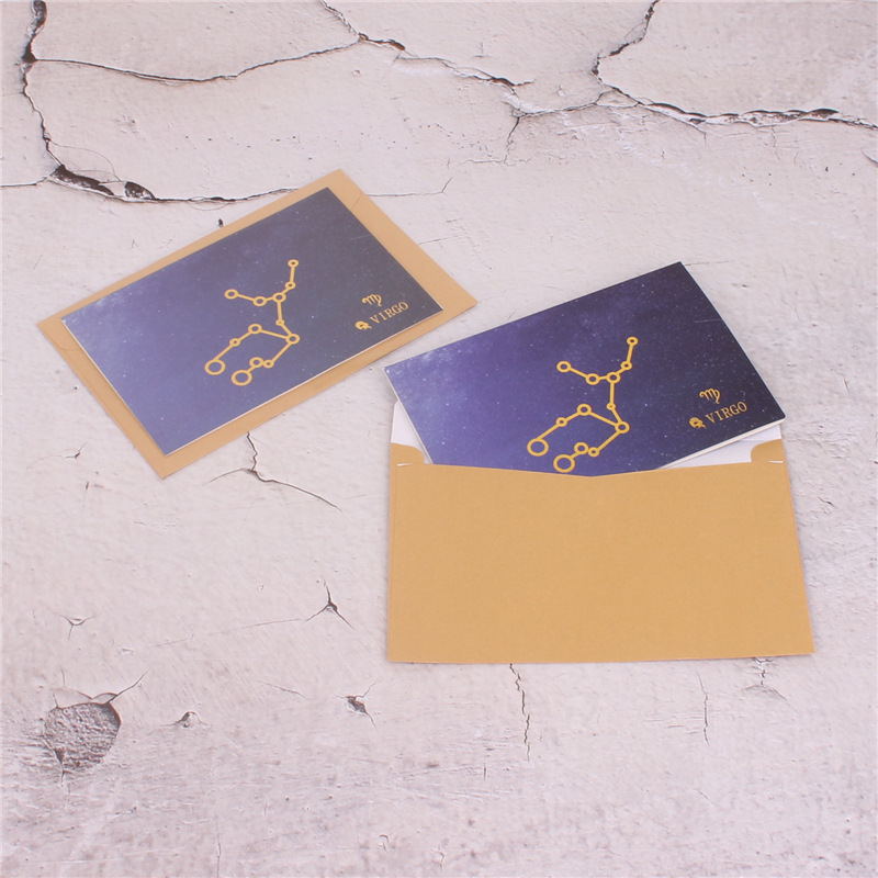 Doce constelación cielo estrellado bronceado tarjeta de felicitación Doble tarjeta universal tarjeta de felicitación de negocios Tarjeta de mensaje más sobre