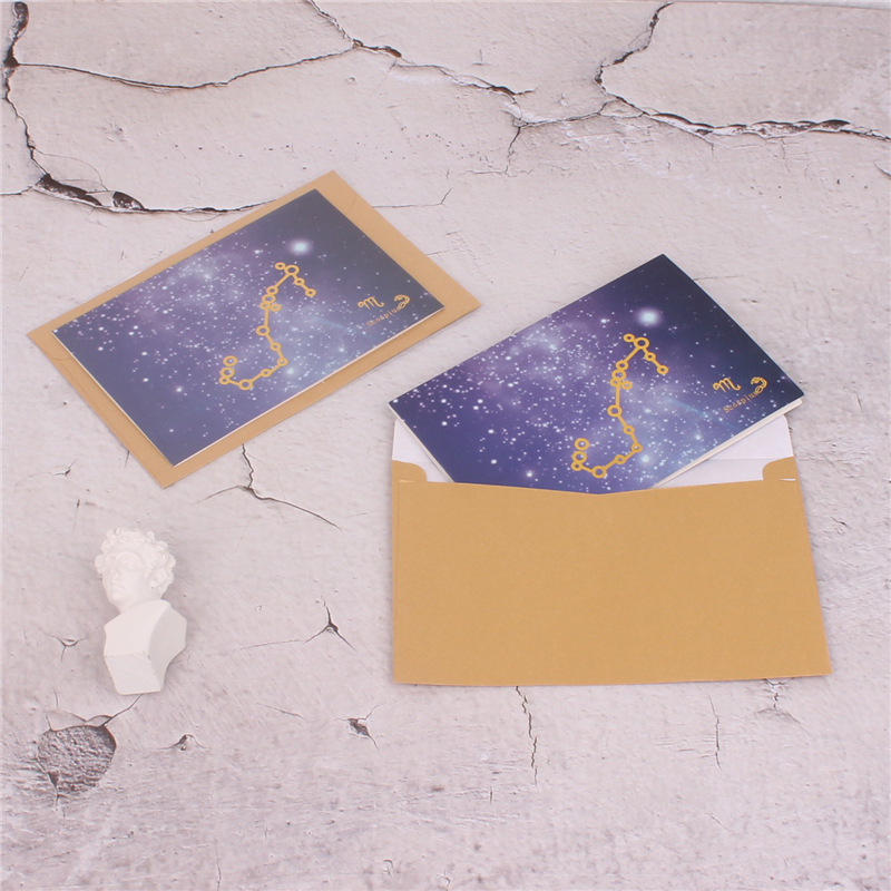 Doce constelación cielo estrellado bronceado tarjeta de felicitación Doble tarjeta universal tarjeta de felicitación de negocios Tarjeta de mensaje más sobre