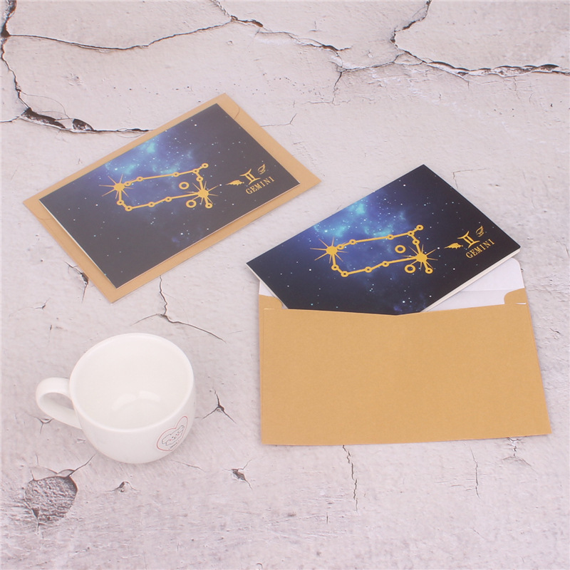 Doce constelación cielo estrellado bronceado tarjeta de felicitación Doble tarjeta universal tarjeta de felicitación de negocios Tarjeta de mensaje más sobre