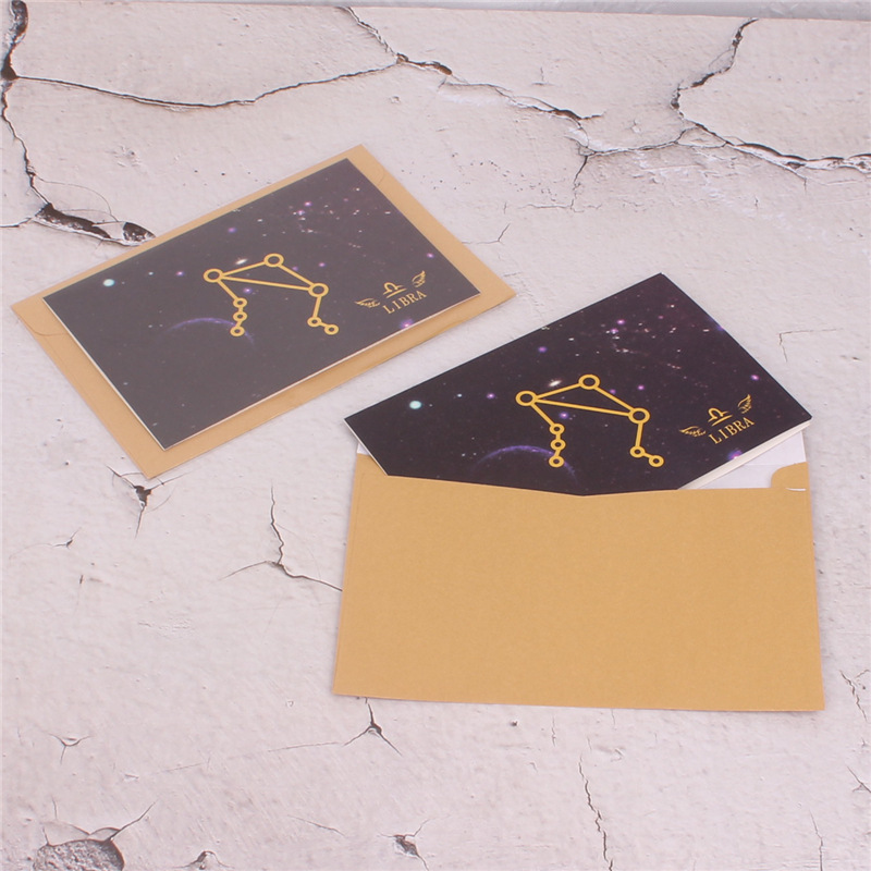 Doce constelación cielo estrellado bronceado tarjeta de felicitación Doble tarjeta universal tarjeta de felicitación de negocios Tarjeta de mensaje más sobre